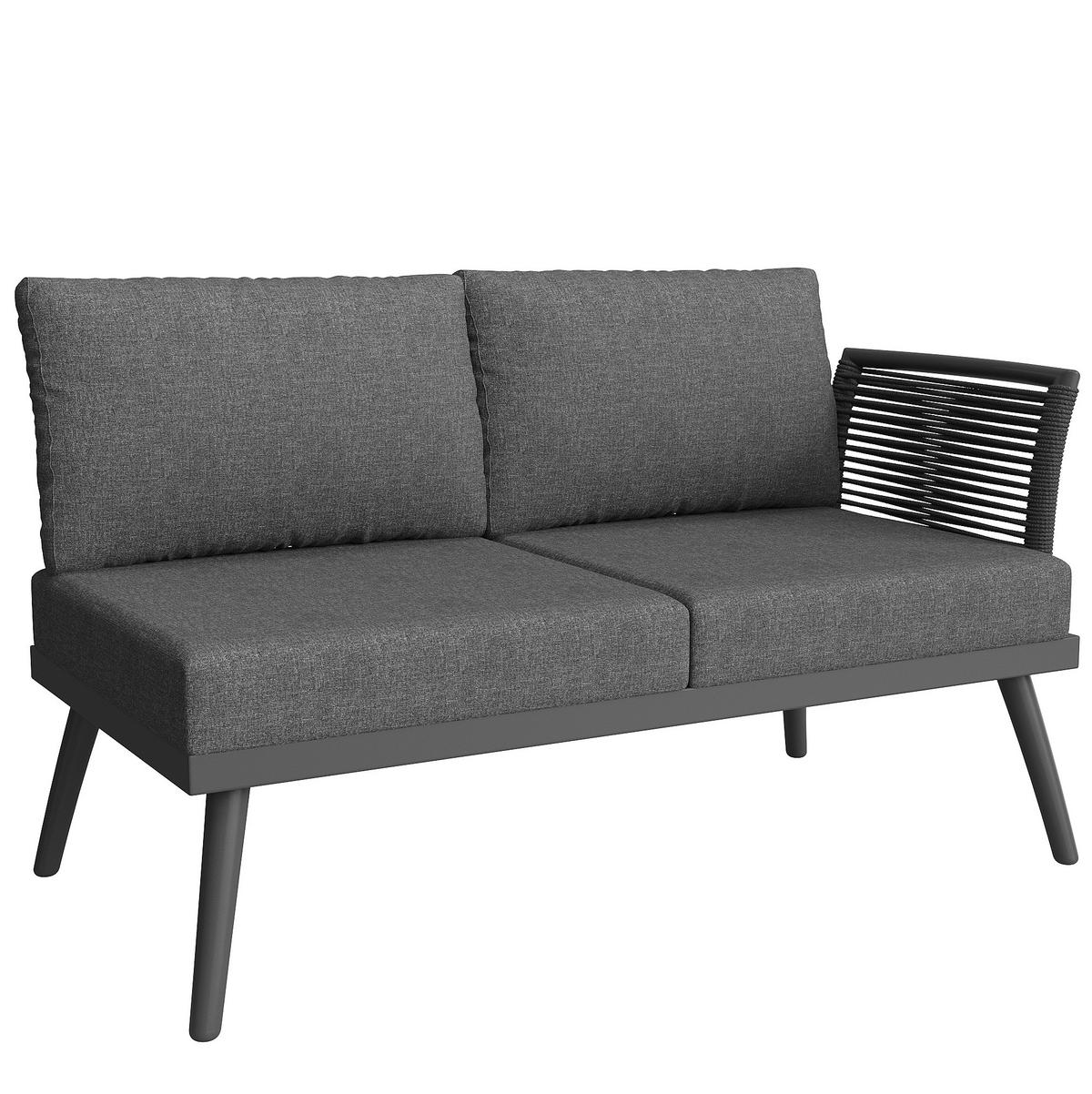 GARTENSETS aus Eisen Grau mit Couchtisch & abziehbaren Bezügen - Grau, Metall - Modfu