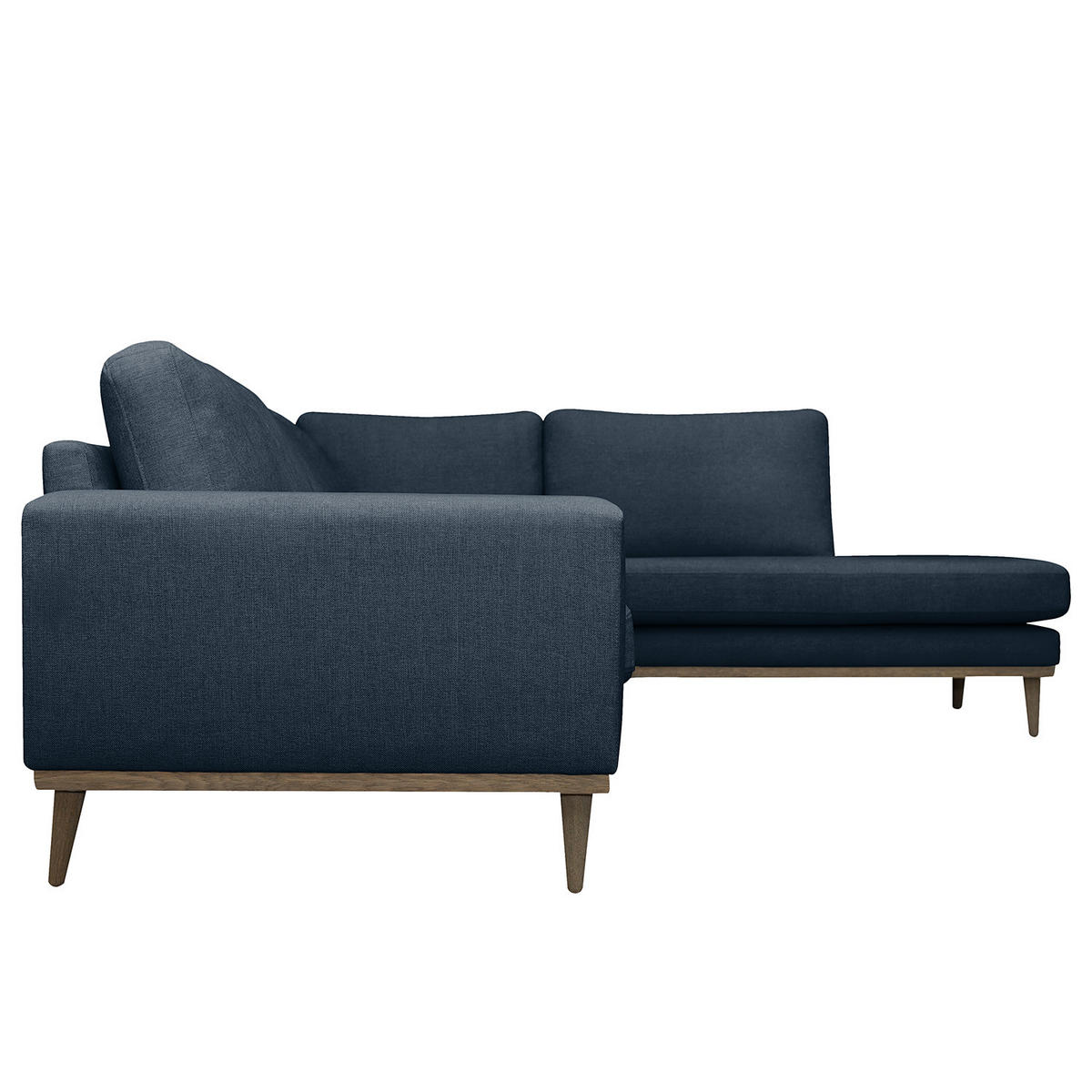 ECKSOFA mit Ottomane - Eichefarben/Dunkelblau, Eichenholz/Textil (287/219cm) - home24