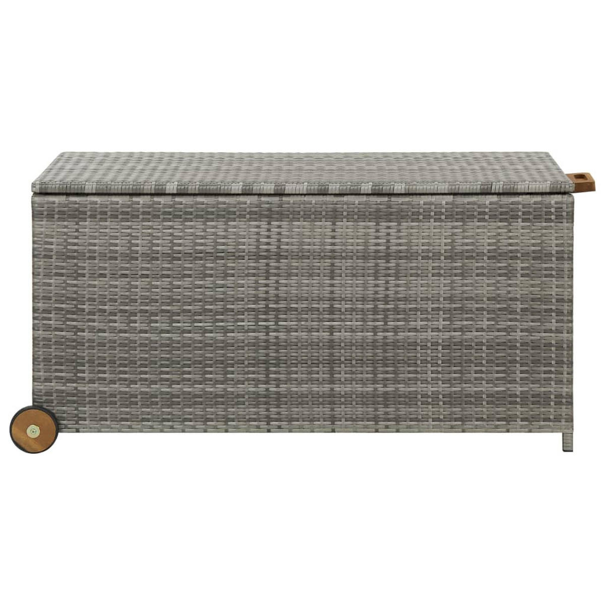 GARTEN-AUFLAGENBOX Hellgrau 120x65x61 cm Poly Rattan - Grau, Holz (65/61/120cm) - furnicato
