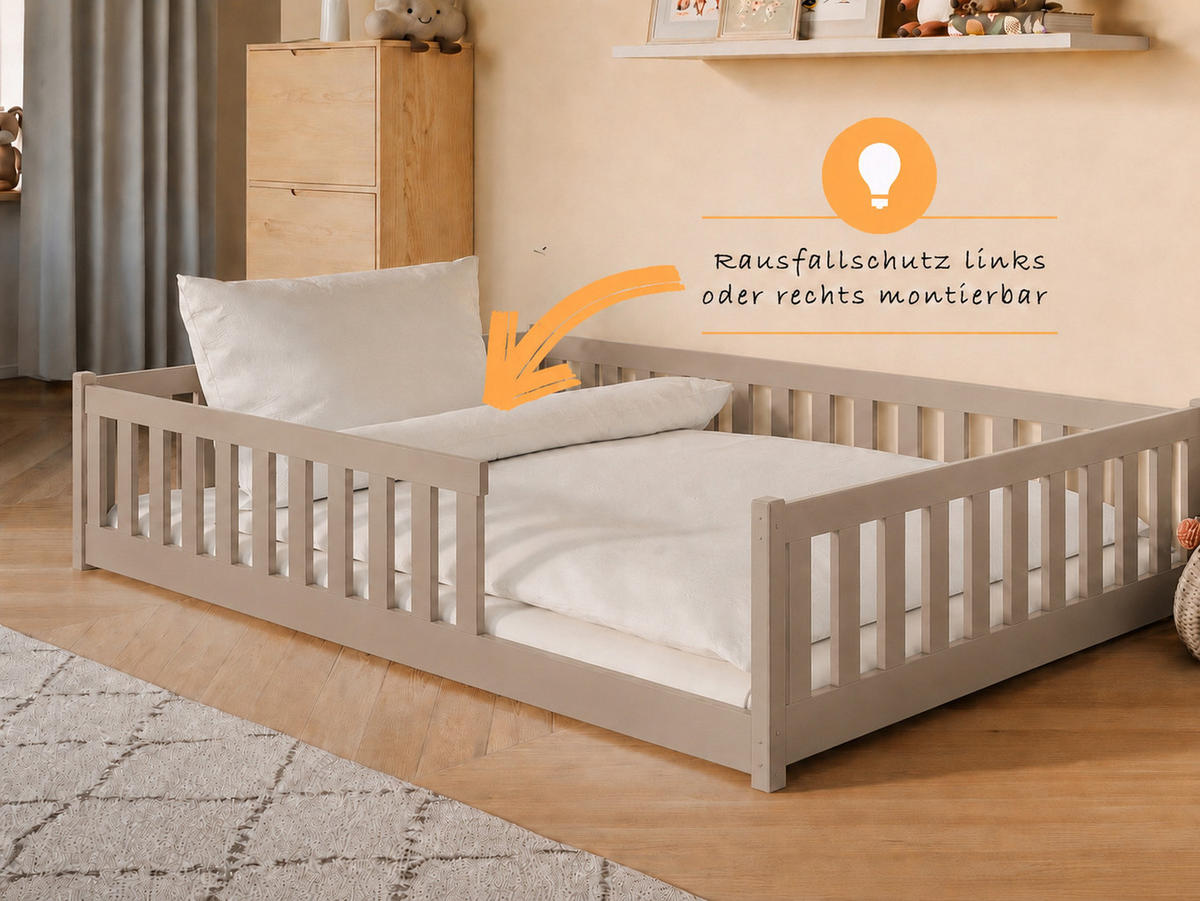 BODENBETT 140x200 cm in Milchschokolade - Hellbraun, Holz (140/200cm) - Kids Collective