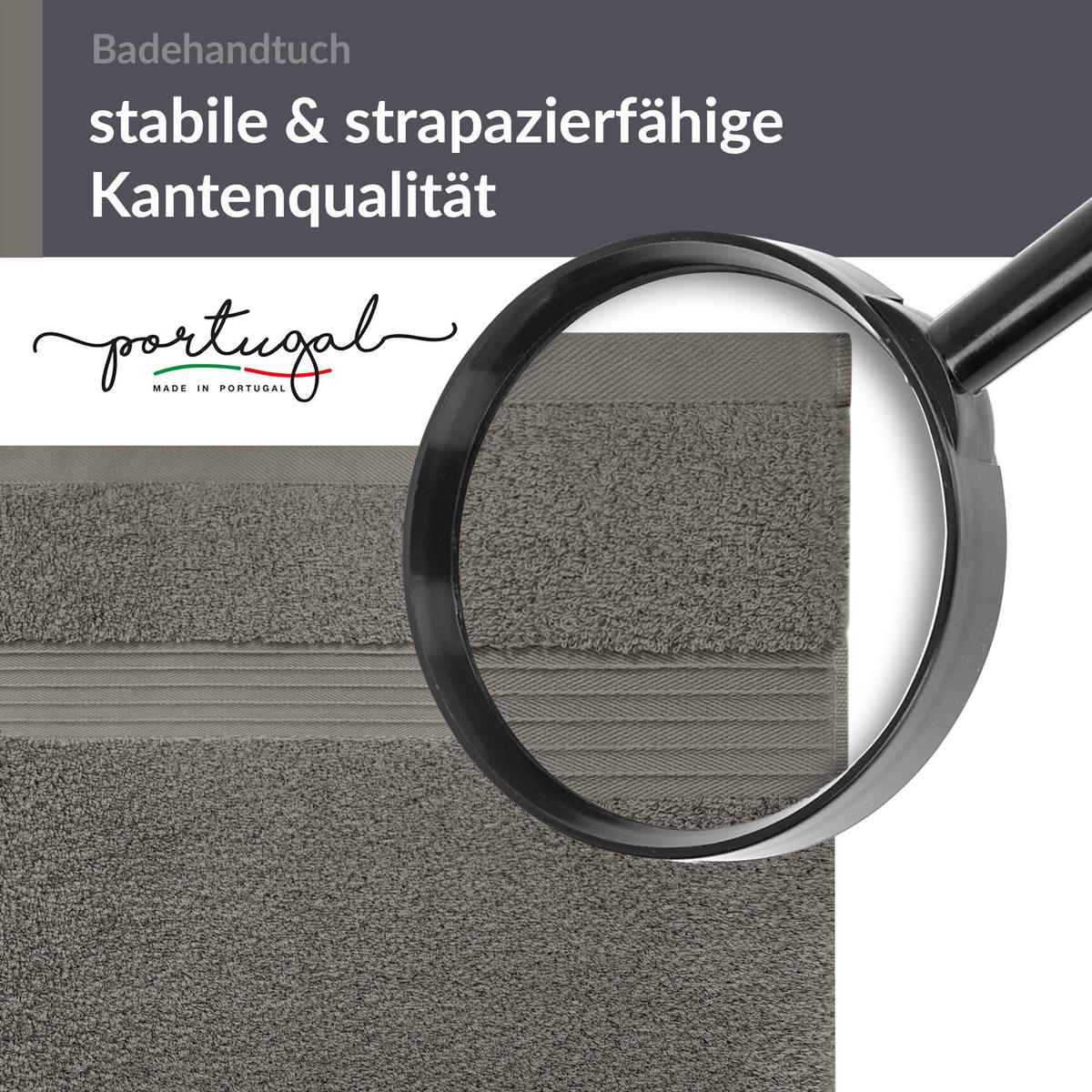 BADETUCH Linz Dunkelgrau 100x200 cm - Grau, Textil (100/200cm) - Lashuma
