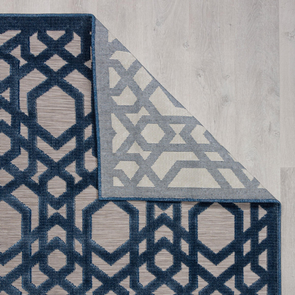OUTDOOR-TEPPICH Marokkanisches-Mosaik, winterfest STOUR LIAM, Blau-Grau 160x160 cm - Blaugrau, Textil (160/160cm) - KADIMA DESIGN