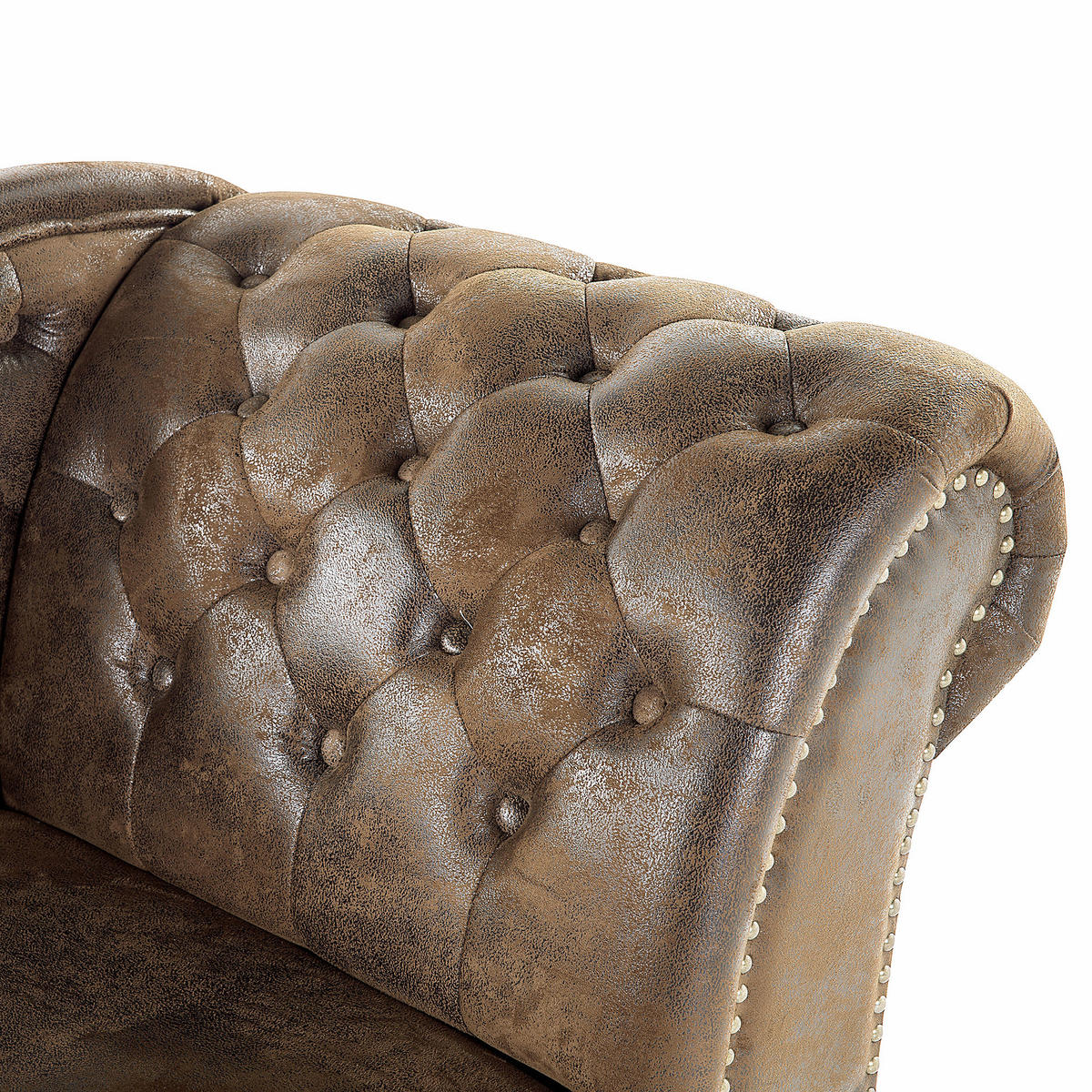 ČALOUNĚNÉ LEHÁTKO CHAISE LONGUE Umělá semiš hnědé pravostranné Nimes - hnědá, plast (169/79/65cm) - Beliani