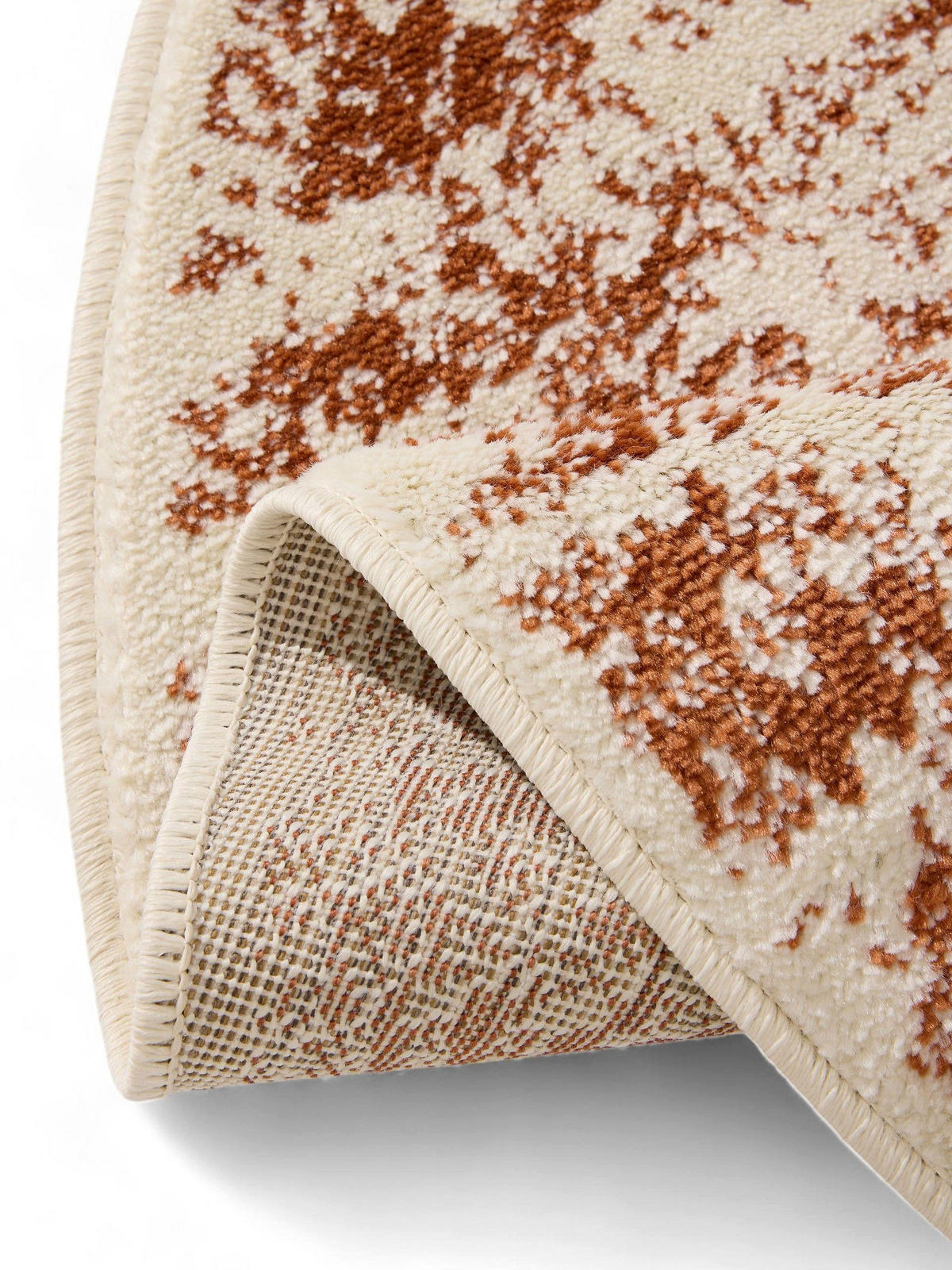 VINTAGE-TEPPICH Suki ø 160 cm rund - Creme/Orange, Kunststoff (160/160cm) - benuta
