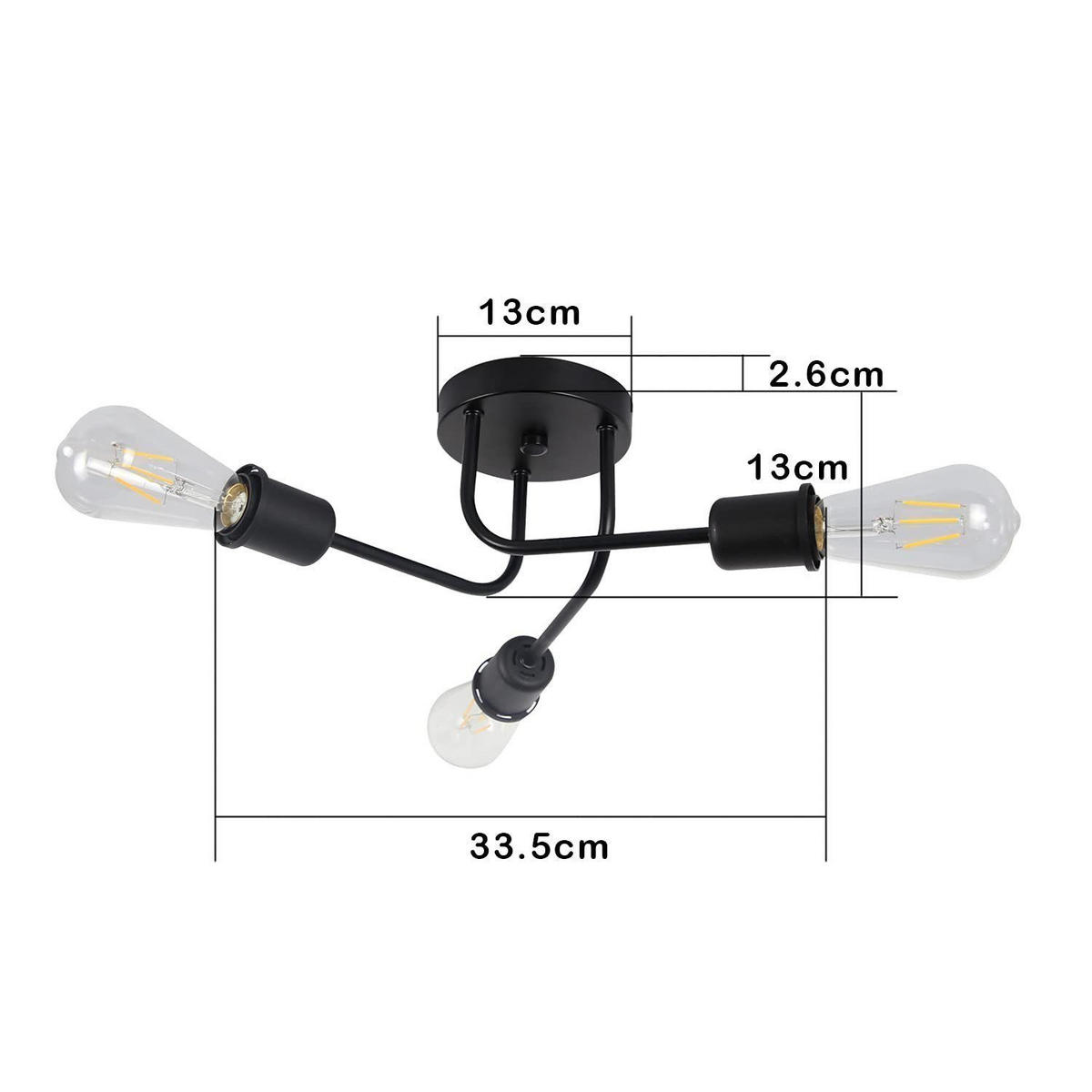 DECKENLEUCHTE Kaspar 3-flammig 34/24/16 cm - Schwarz, Metall (34/24/16cm) - Nettlife