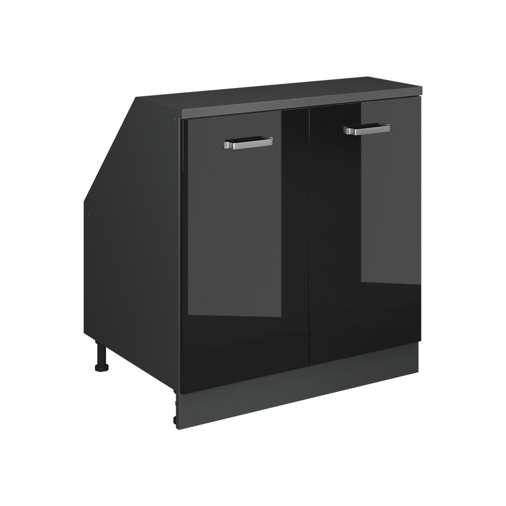 Vicco ŠIKMÁ SKŘÍŇ Rion Černý vysoký lesk 80 x 81.6 cm se 2 dveřmi, korpus skříně hloubka 60 cm