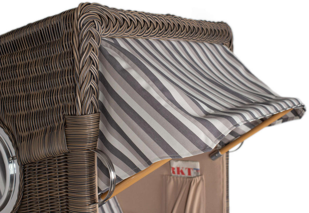 STRANDKORB Düne Single Teak 1-Sitzer - Braun/Grau, Holz/Textil (96/165/80cm) - Mr. Deko