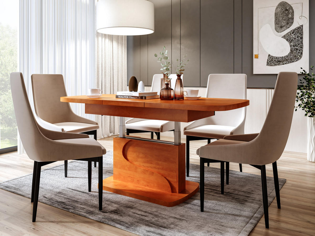 COUCHTISCH rechteckig Kirschbaum ausziehbar höhenverstellbar - Kirschbaumfarben, Holzwerkstoff (70/120/58cm) - designimpex