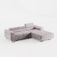 ECKSOFA VEMO CORE Rechts Hellrosa Velours-Stoff mit Schlaffunktion und Bettkasten - Pink, Holz/Metall (280/205cm) - Barchello