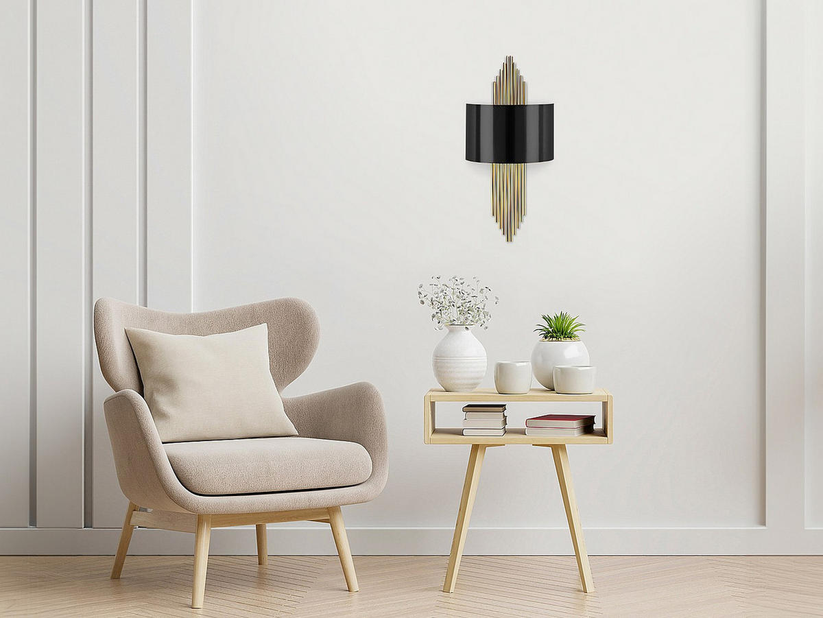 WANDLAMPE - 22 cm x 10 cm - metall - schwarz, goldfarben Sangarius - Goldfarben/Schwarz, Metall (22/75/10cm) - Vente-Unique