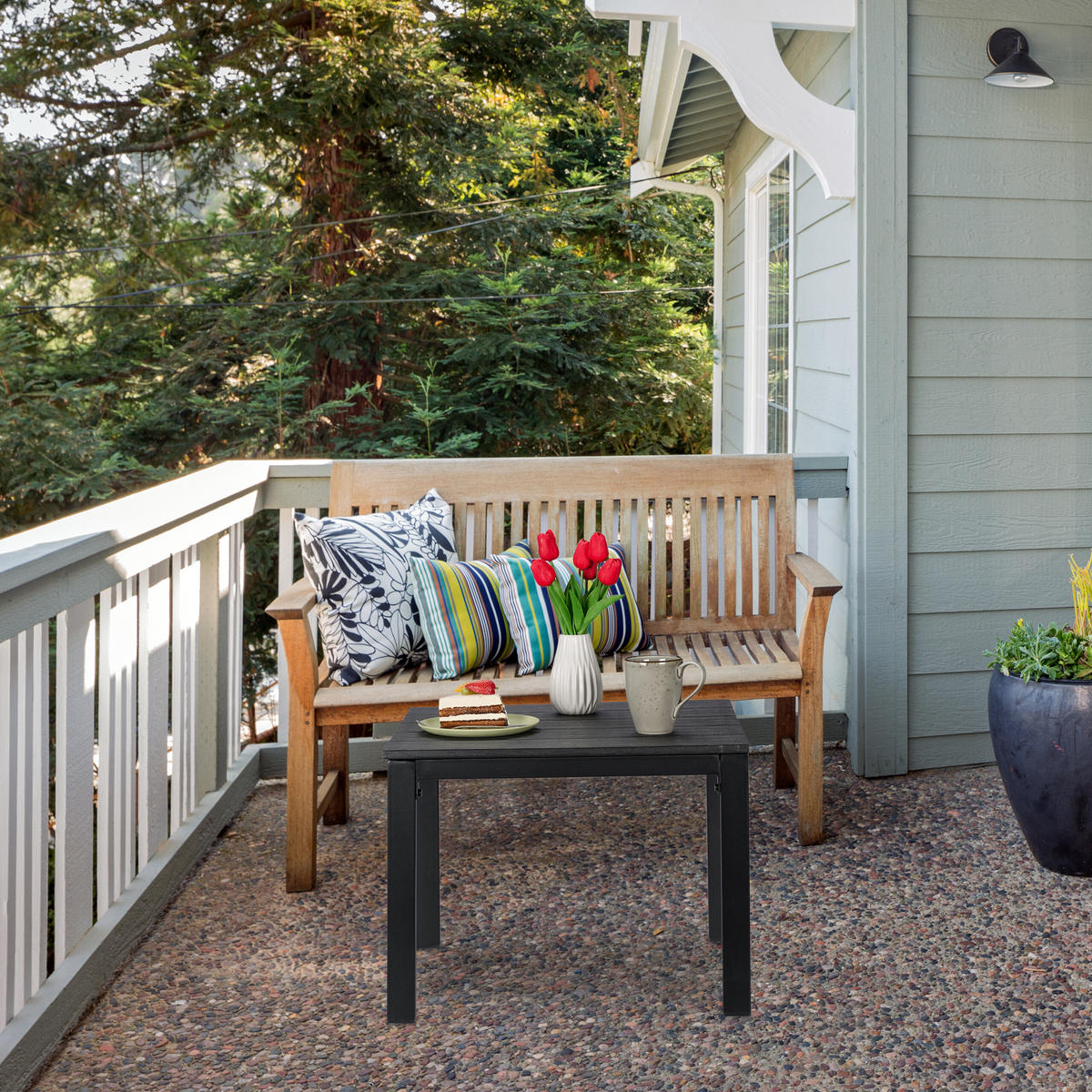 BALKÓNOVÝ stôl - čierna, kov (48/52/39cm) - Relaxdays