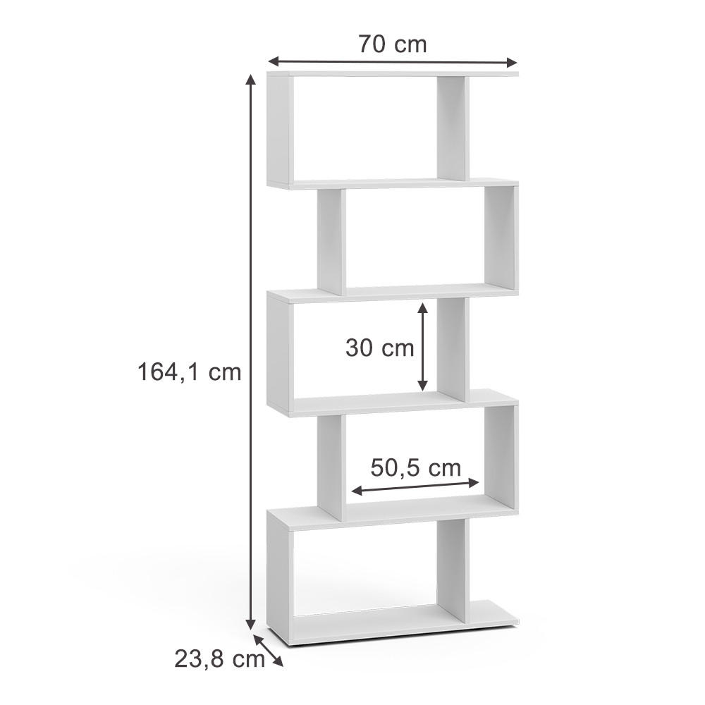 RAUMTEILER Levio Weiß 70 x 164.1 cm 5 Fächer - Weiß, Holzwerkstoff (70/164.1/23.8cm) - Vicco