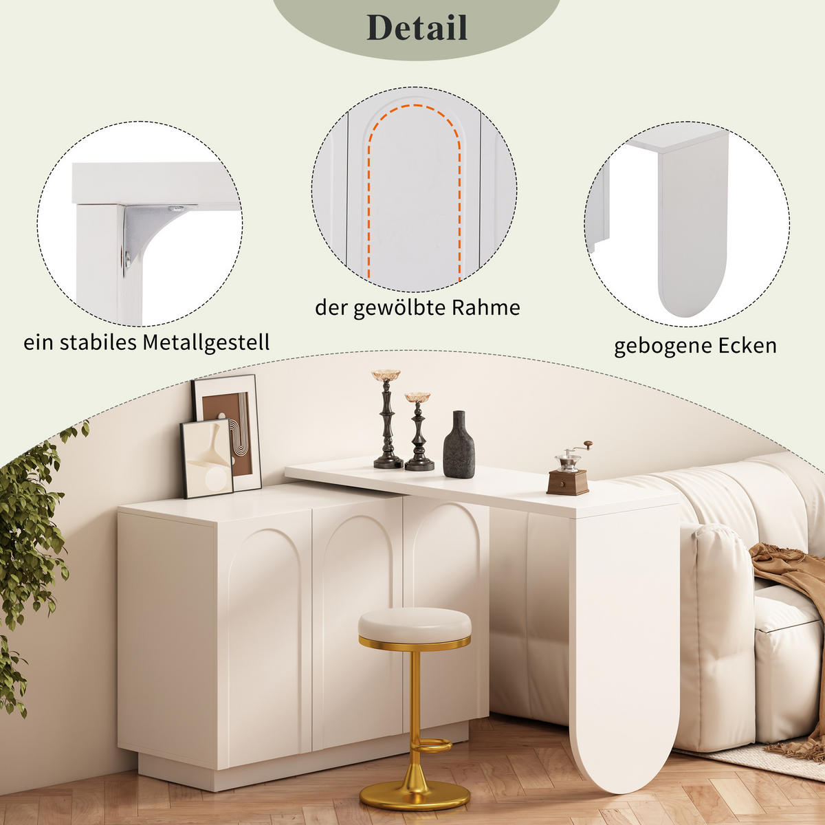 SCHREIBTISCH Weiß mit 360° Drehfunktion Flexibler Eckschreibtisch & Sideboard - Weiß, Holzwerkstoff (40/110/75cm) - Urban Meuble