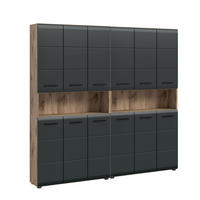 BAD-SET ICE 2-tlg. (B/H/T: ca. 180/185/30 cm) in Nox Oak Nachbildung/schwarz matt - Eichefarben, Holz (180/185/30cm)