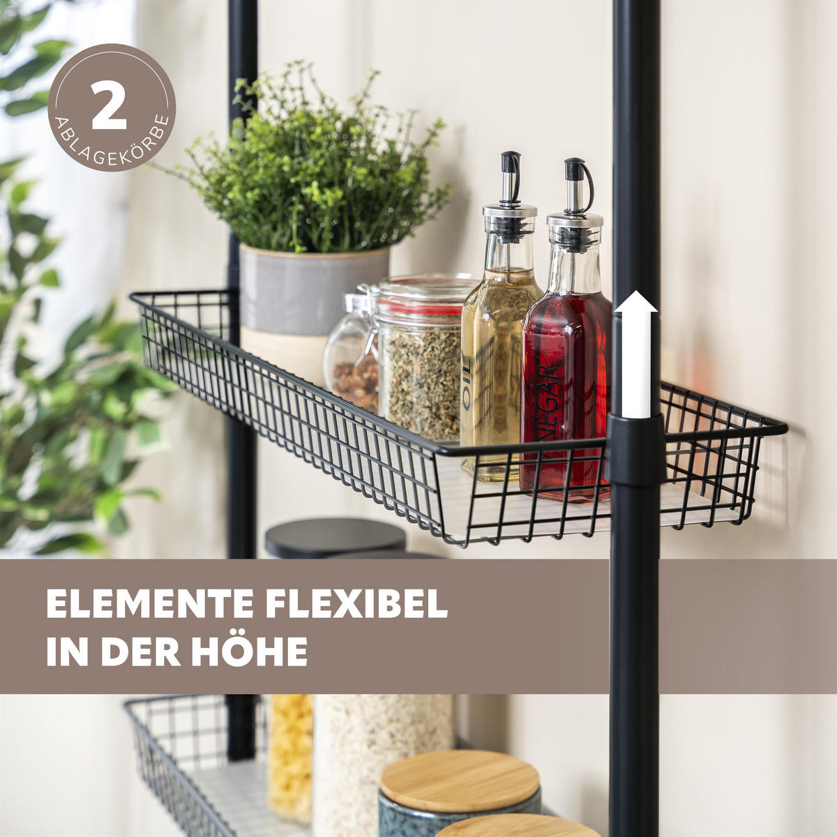 TELESKOP-REGAL, schwarz - Schwarz, Metall (71.5/290/20cm) - bremermann
