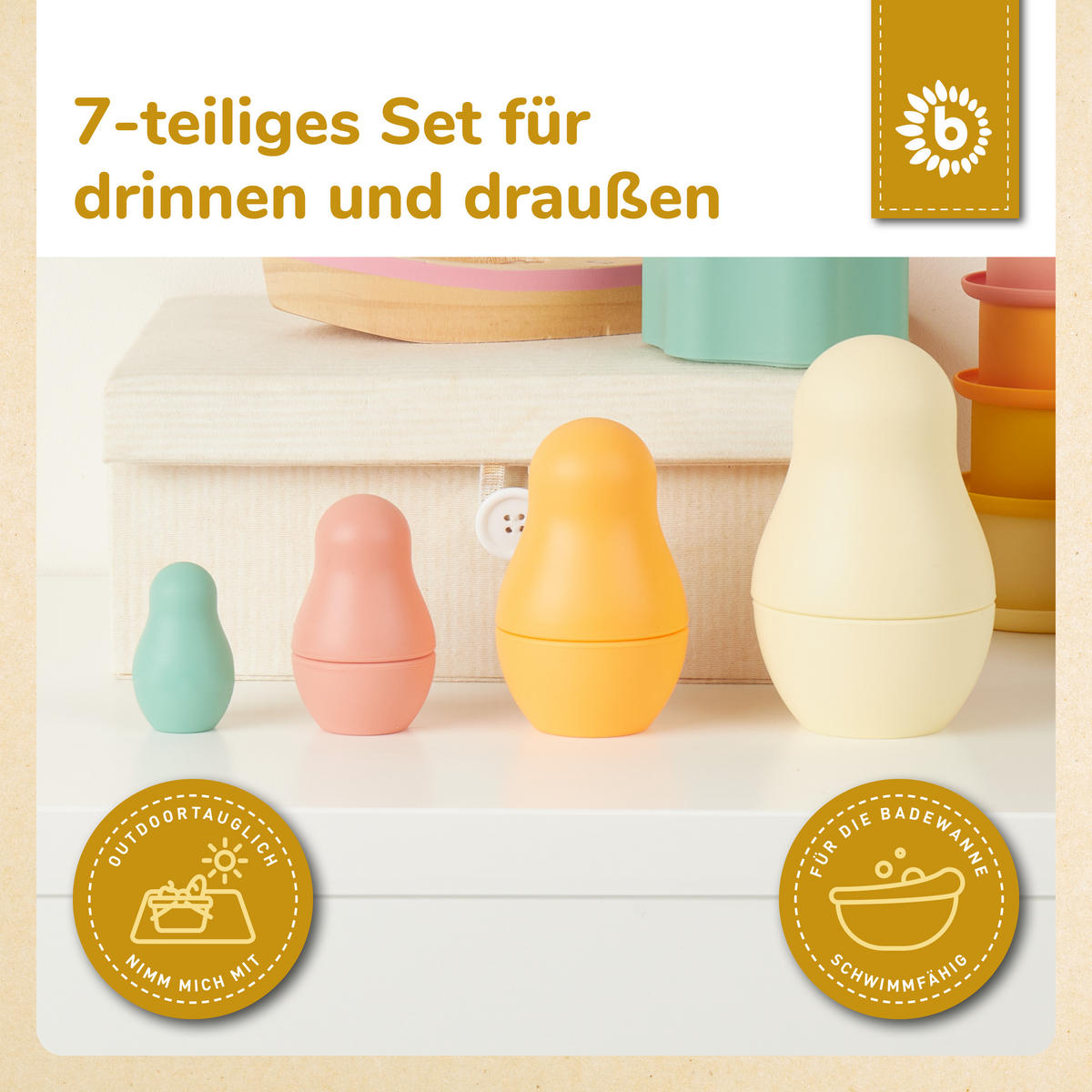 MATROSCHKA Silikon - ab 6 Monate - Multicolor, Kunststoff (65/65cm) - Bieco Spielwaren