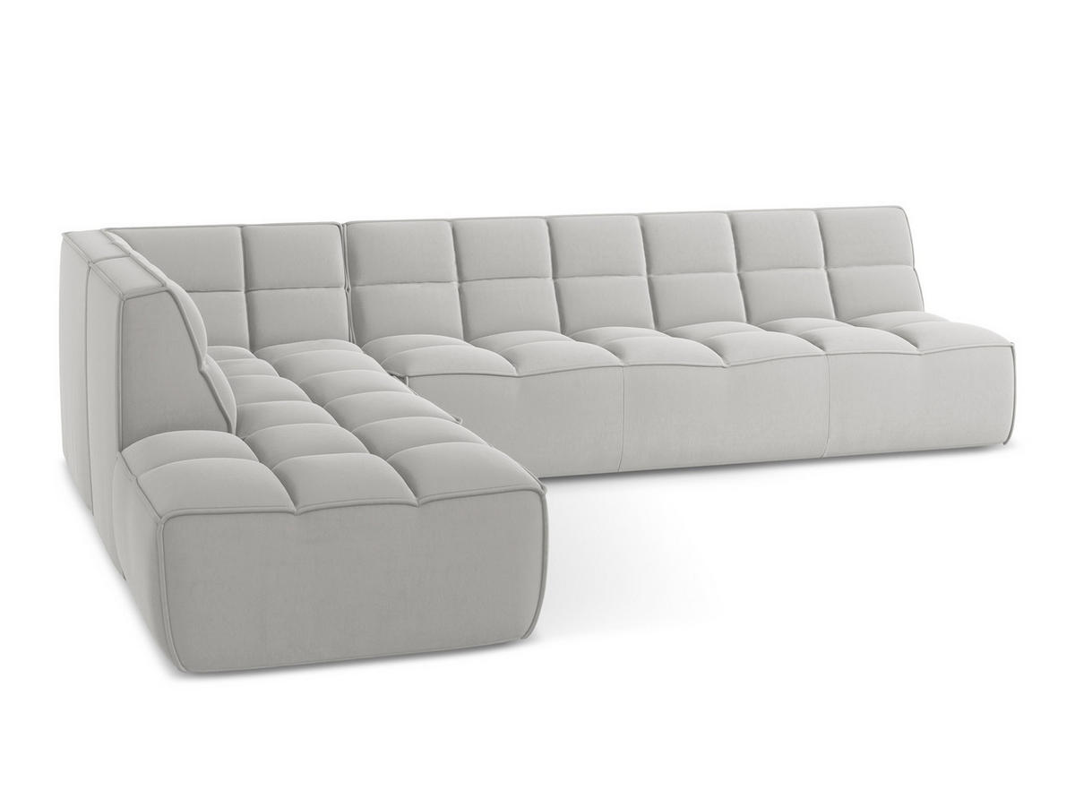 ECKSOFA Beidseitig Samt Stoff Grau - Silberfarben/Schwarz, Kunststoff/Textil (308/258cm) - Makamii