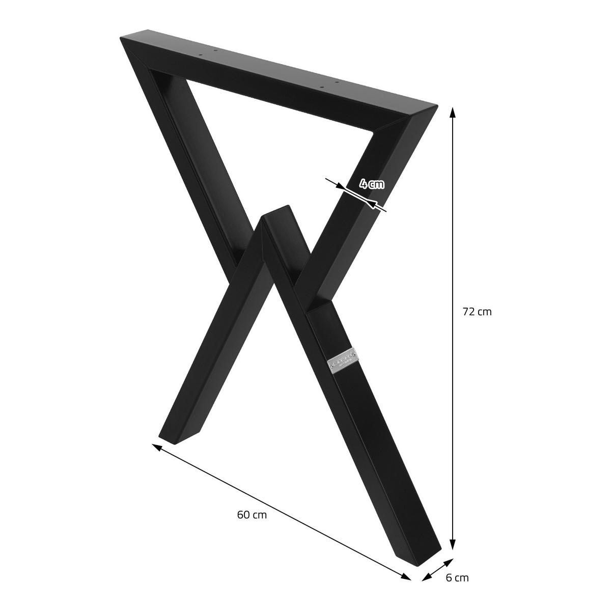 TISCHBEINE 2er Set 60xH72 cm X-Form, Schwarz - Schwarz, Metall (60/6/72cm) - ML-DESIGN