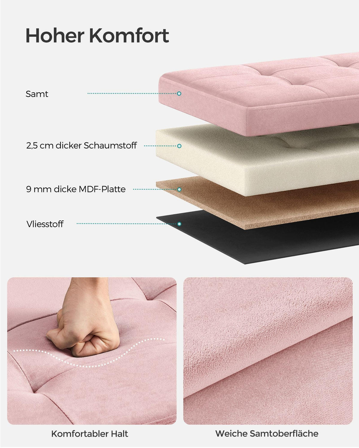 SITZTRUHE NIAMEY - Rosa, Holzwerkstoff (110/38/38cm) - Hansiro