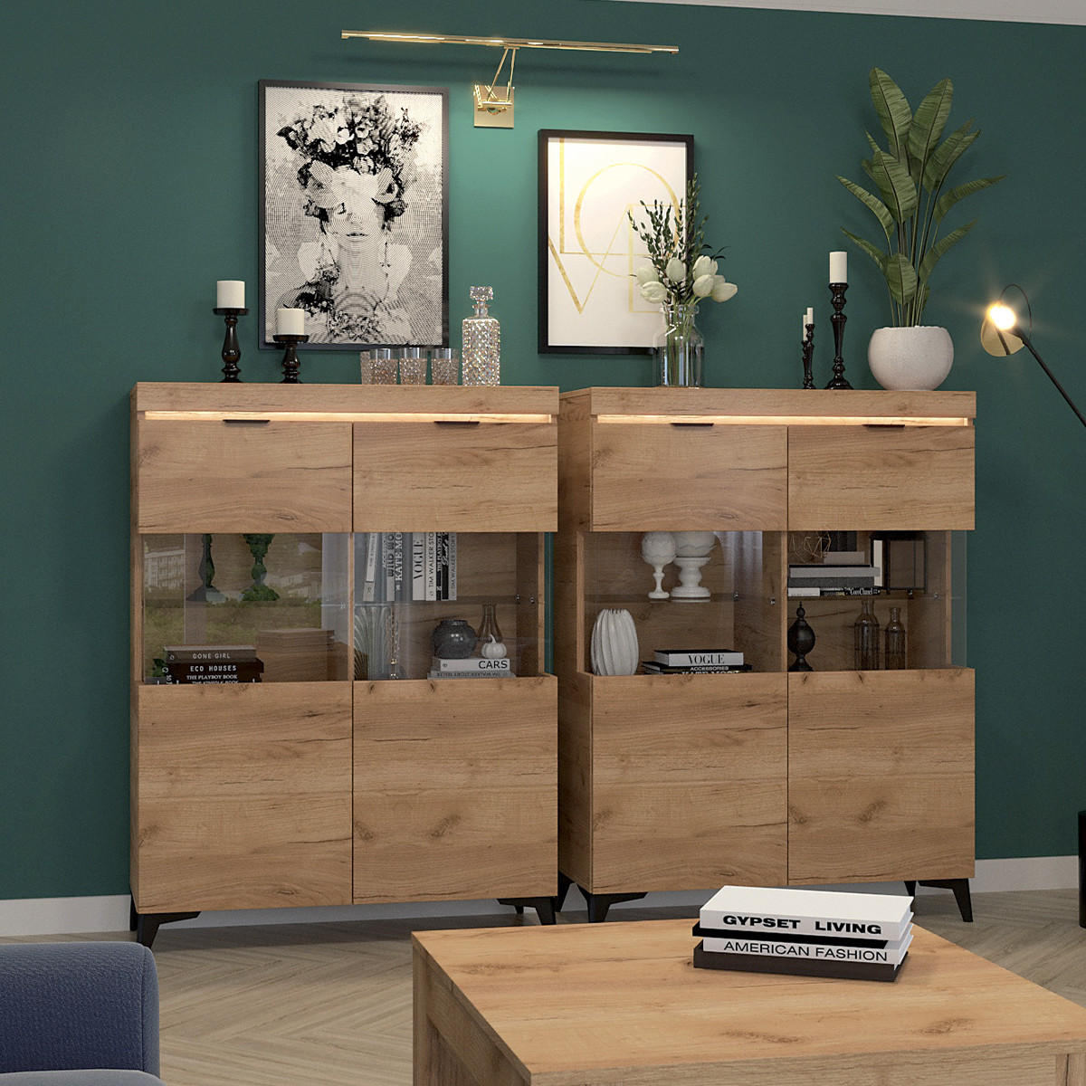 VITRÍNA Ruben Dřevo - hnědá, kompozitní dřevo (105/140/40cm) - Petits-meubles