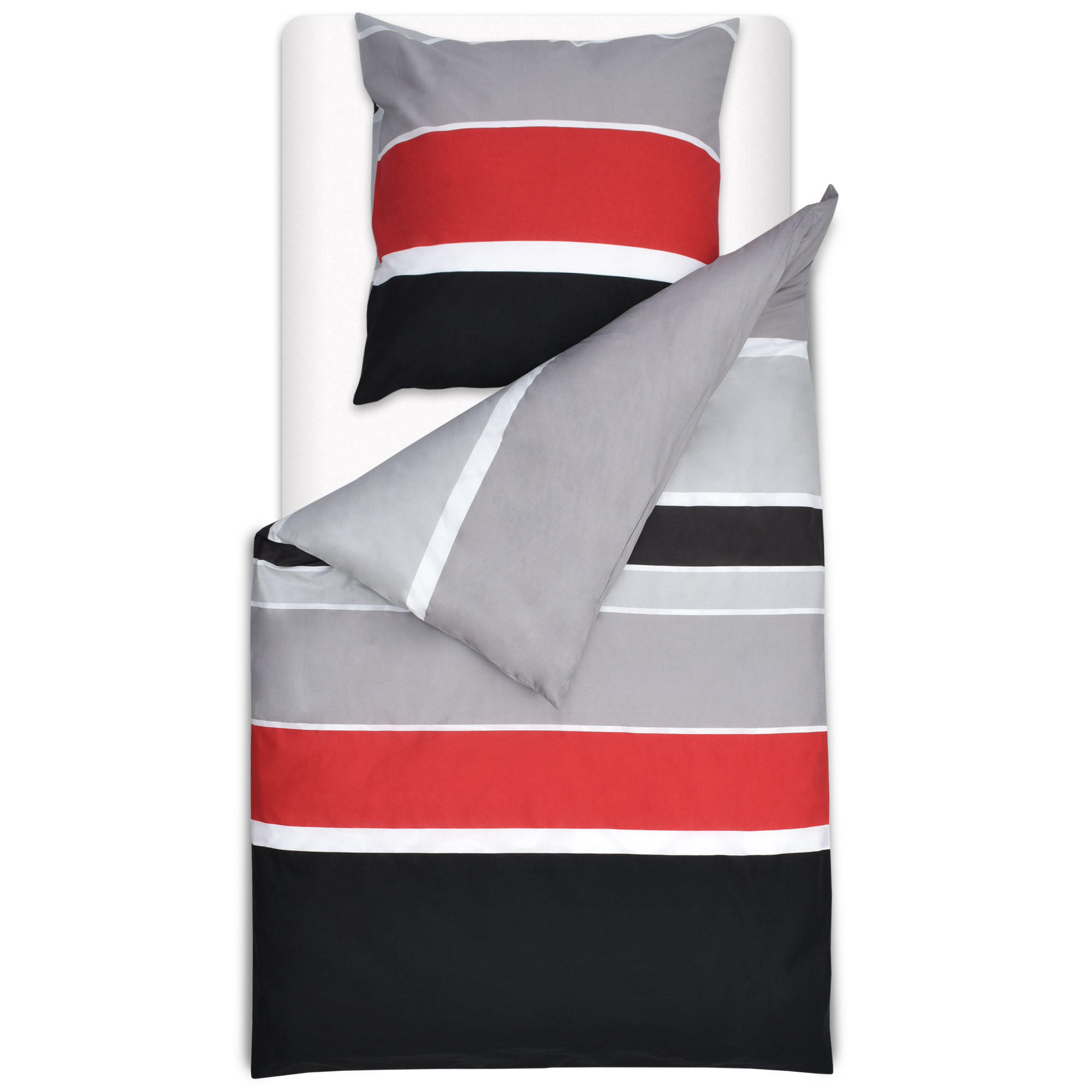 BETTWÄSCHE Delia 155/220 cm + Kissenbezug 80/80 cm Gestreift Renforcé - Multicolor, Textil (155/220cm)