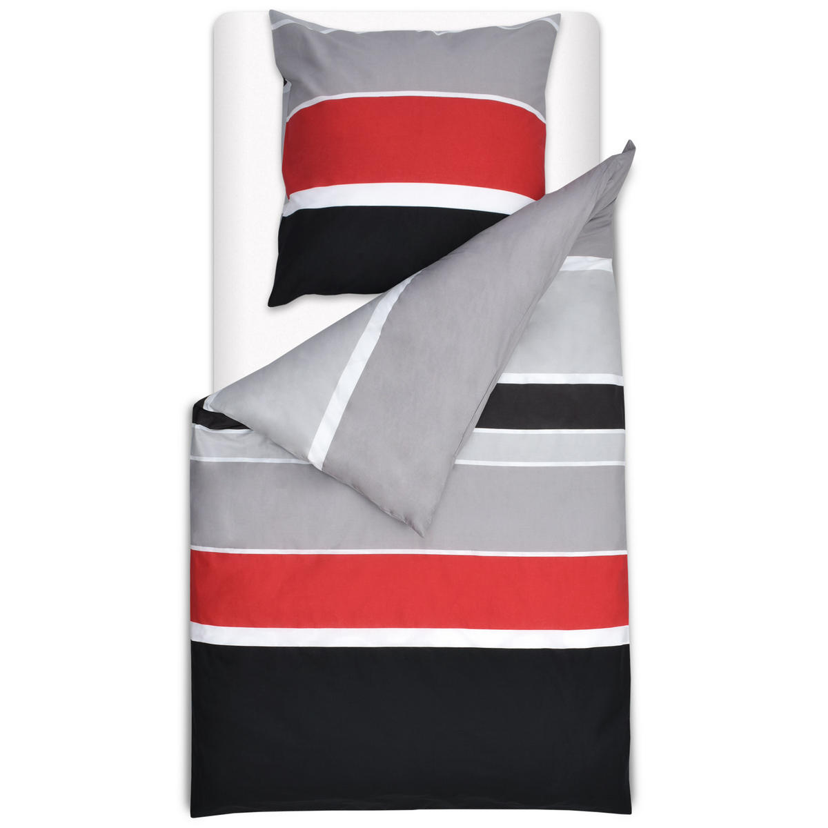BETTWÄSCHE Delia 155/220 cm + Kissenbezug 80/80 cm Gestreift Renforcé - Multicolor, Textil (155/220cm)