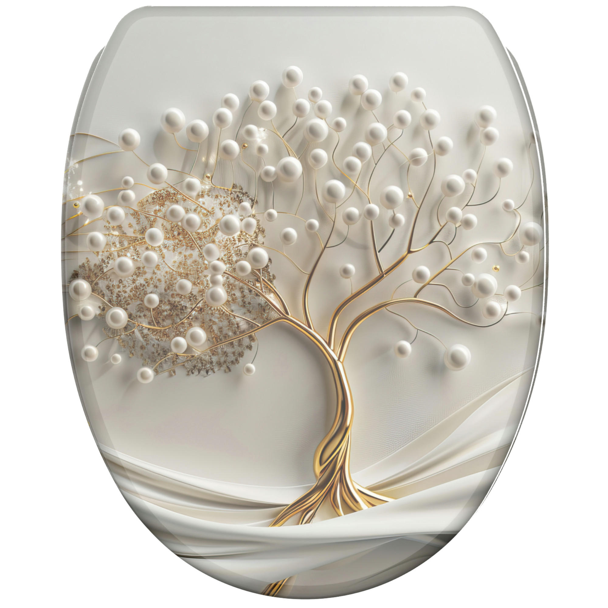 WC Sitz mit Absenkautomatik Tree of Life - Weiß, Holzwerkstoff (38/6/47cm) - Sanilo