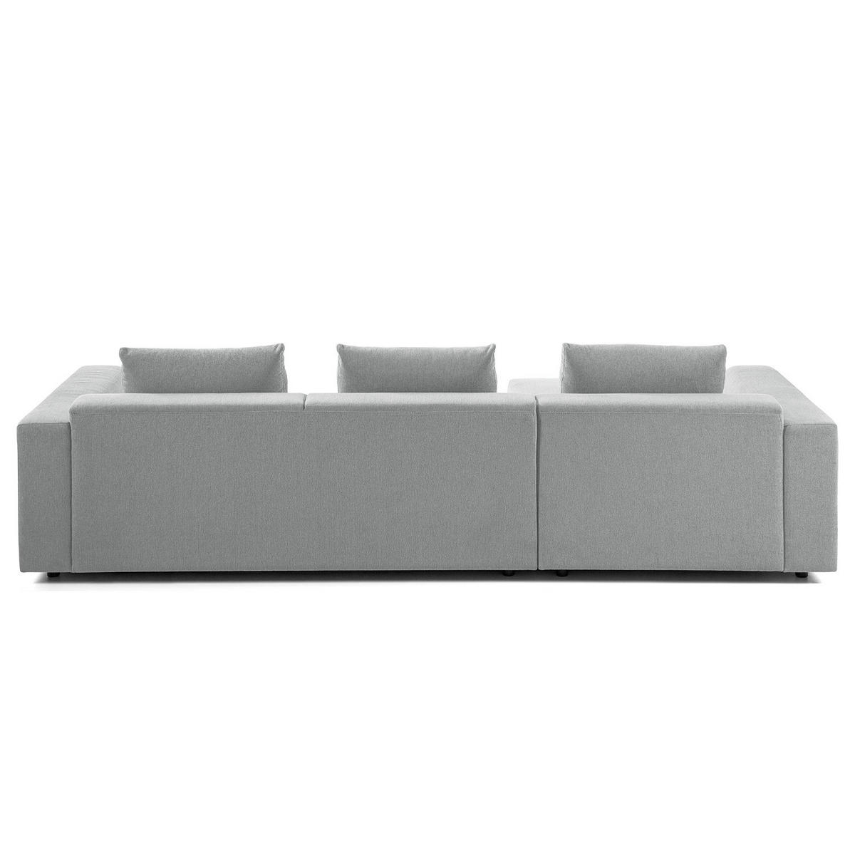 2,5-SITZER ECKSOFA mit Longchair - Webstoff - Hellgrau/Schwarz, Kunststoff/Textil (286/170cm) - home24