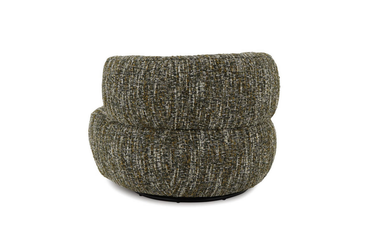 DREHSESSEL Theo, Natur Massiveiche + grüner Stoff - Grün, Holz (91/71/86cm) - WOODEK