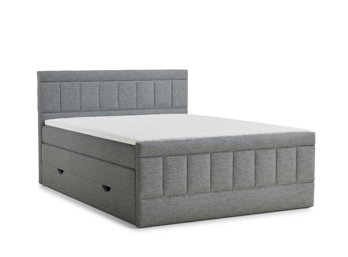 BOXSPRINGBETT Caya 140/200 cm, in Grau, Bettkasten, Matratze, Topper - Schwarz/Grau, Holz/Holzwerkstoff (140/200cm) - Maison de Reve