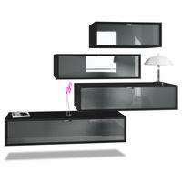 WOHNWAND Lana Fronten in Grau Hochglanz - Grau, Holzwerkstoff (210/170/37cm) - Vladon
