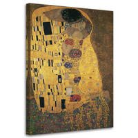 LEINWANDBILD Der Kuss - G. Klimt Reproduktion 60x90cm - Gelb, Textil (60/90cm) - Feeby