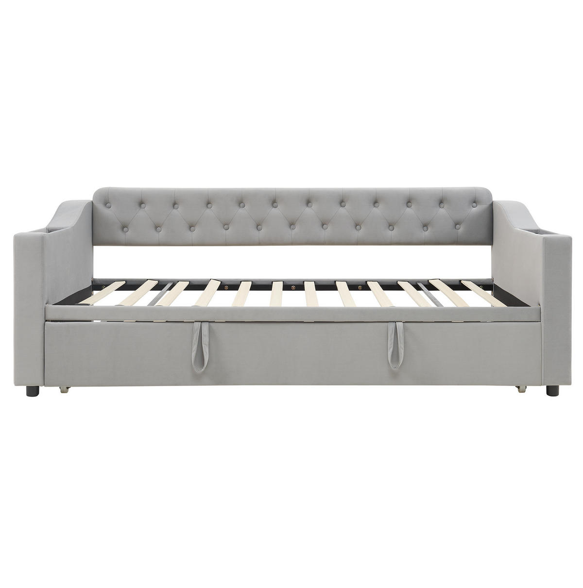 POLSTERBETT 90/180×190 cm Grau aus Samt mit USB- und Type-C-Anschlüssen - Grau, Textil (90/180cm) - Flora Grace