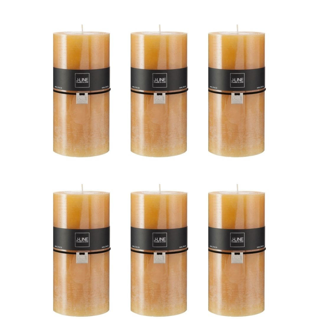 DUFTKERZE ZART - Gelb - XXL - 150 Std. - 6er set - Gelb, Paraffin (10/20cm) - J-Line