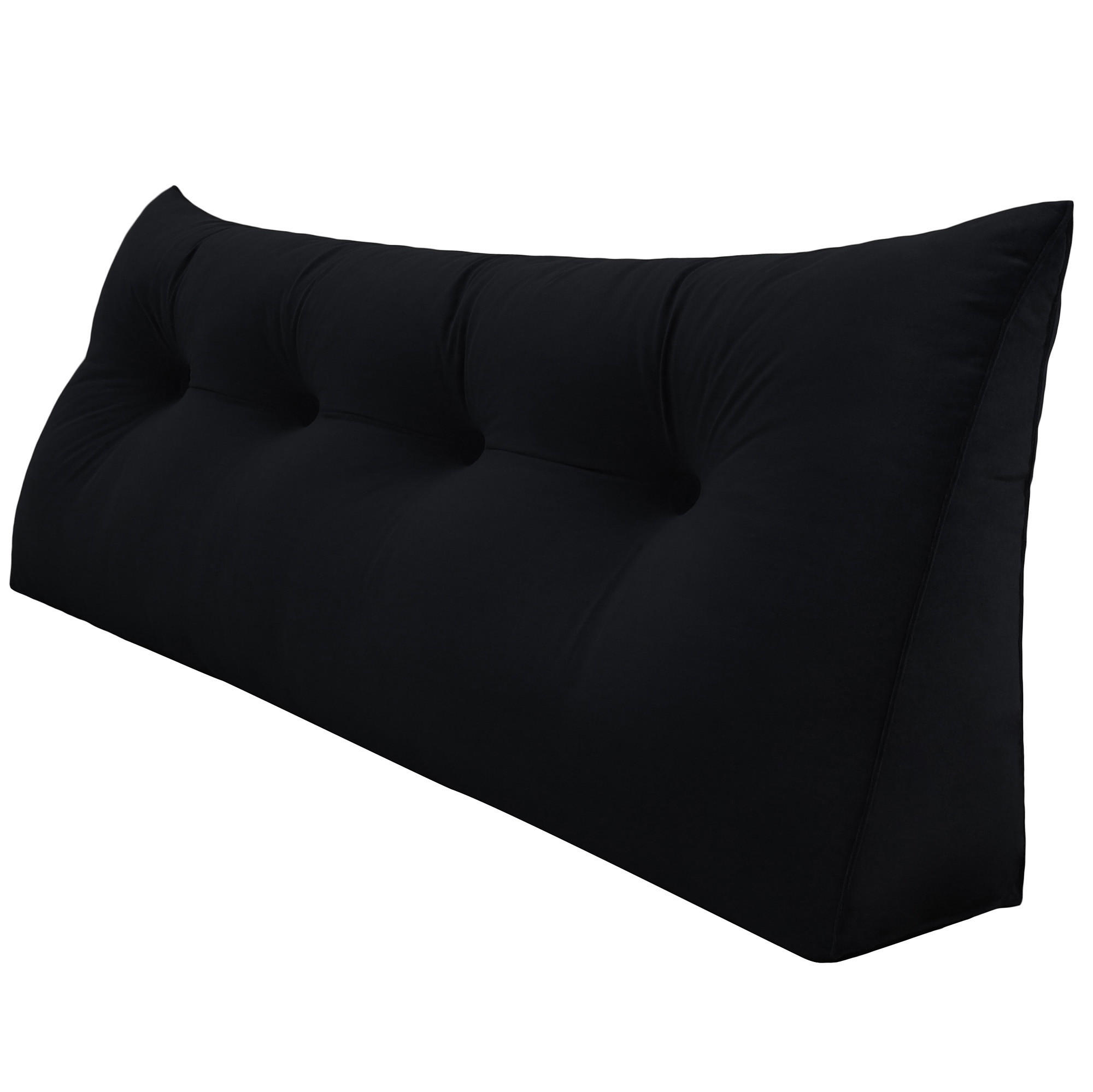 RÜCKENKISSEN für Bett Samt Schwarz 140 cm - Schwarz, Textil (50/140cm) - Vercart