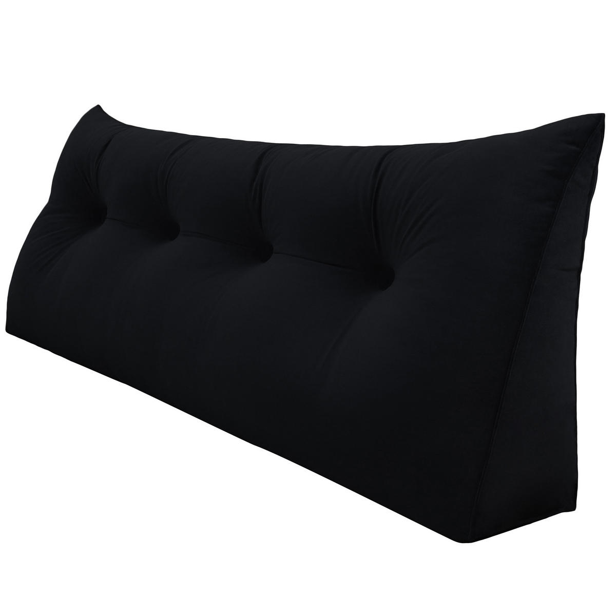 RÜCKENKISSEN für Bett Samt Schwarz 140 cm - Schwarz, Textil (50/140cm) - Vercart