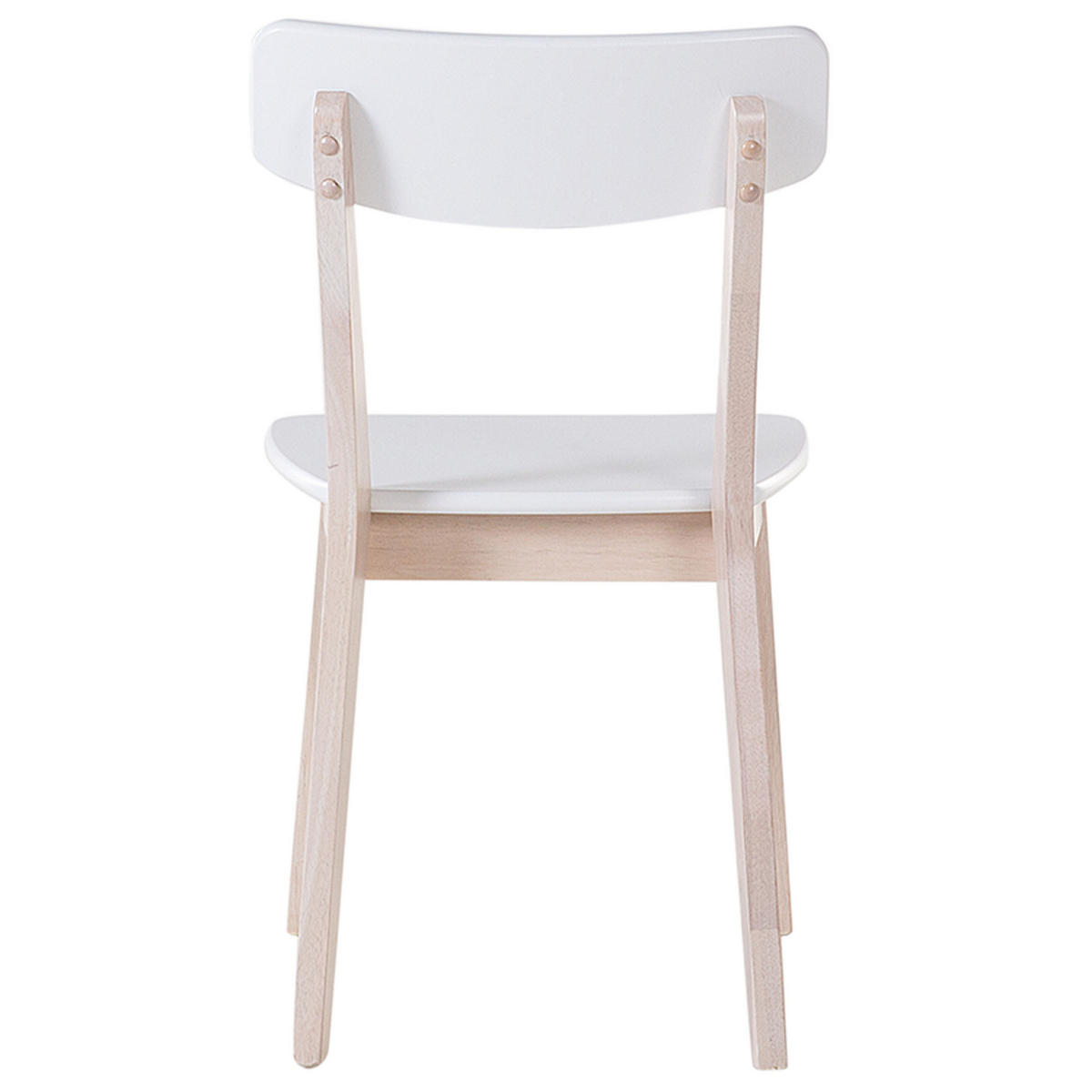 ESSZIMMERSTUHL 2er-Set Gummibaumholz Hellbraun/Weiß Santos - Weiß, Holz/Holzwerkstoff (44/76/49cm) - Beliani