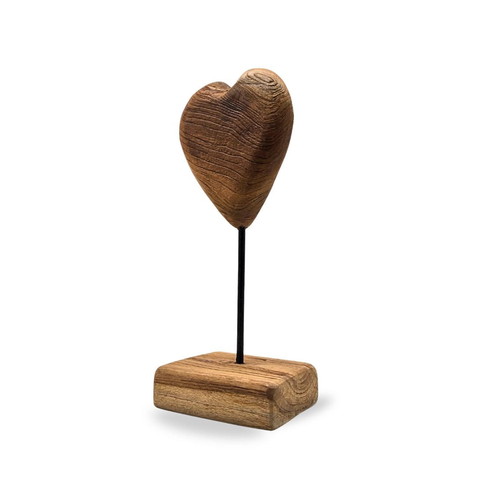 SKULPTUR Heartbeat 36x17x12 cm, Teak Holz massiv naturfarben - Naturfarben, Holz (17/36/12cm) - CREEDWOOD