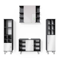 BADMÖBEL-SET Fynn Anthrazit 4 Teile, mit Midischränke - Anthrazit/Weiß, Holzwerkstoff (60/54/32cm) - Vicco