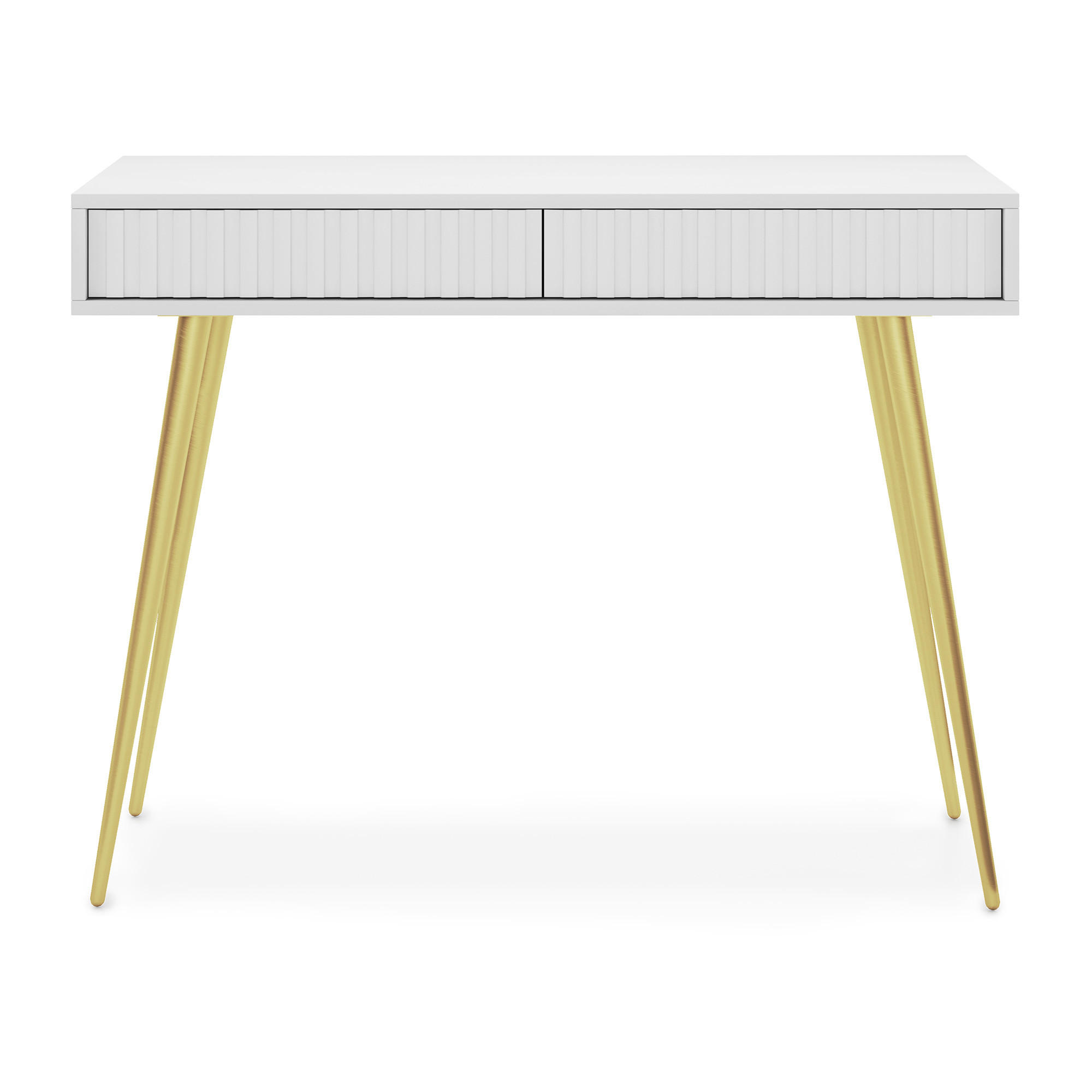 KONSOLE Bello Weiß mit goldenen Metallfüßen 104 cm - Goldfarben/Weiß, Holzwerkstoff/Metall (38/104/80cm) - Selsey