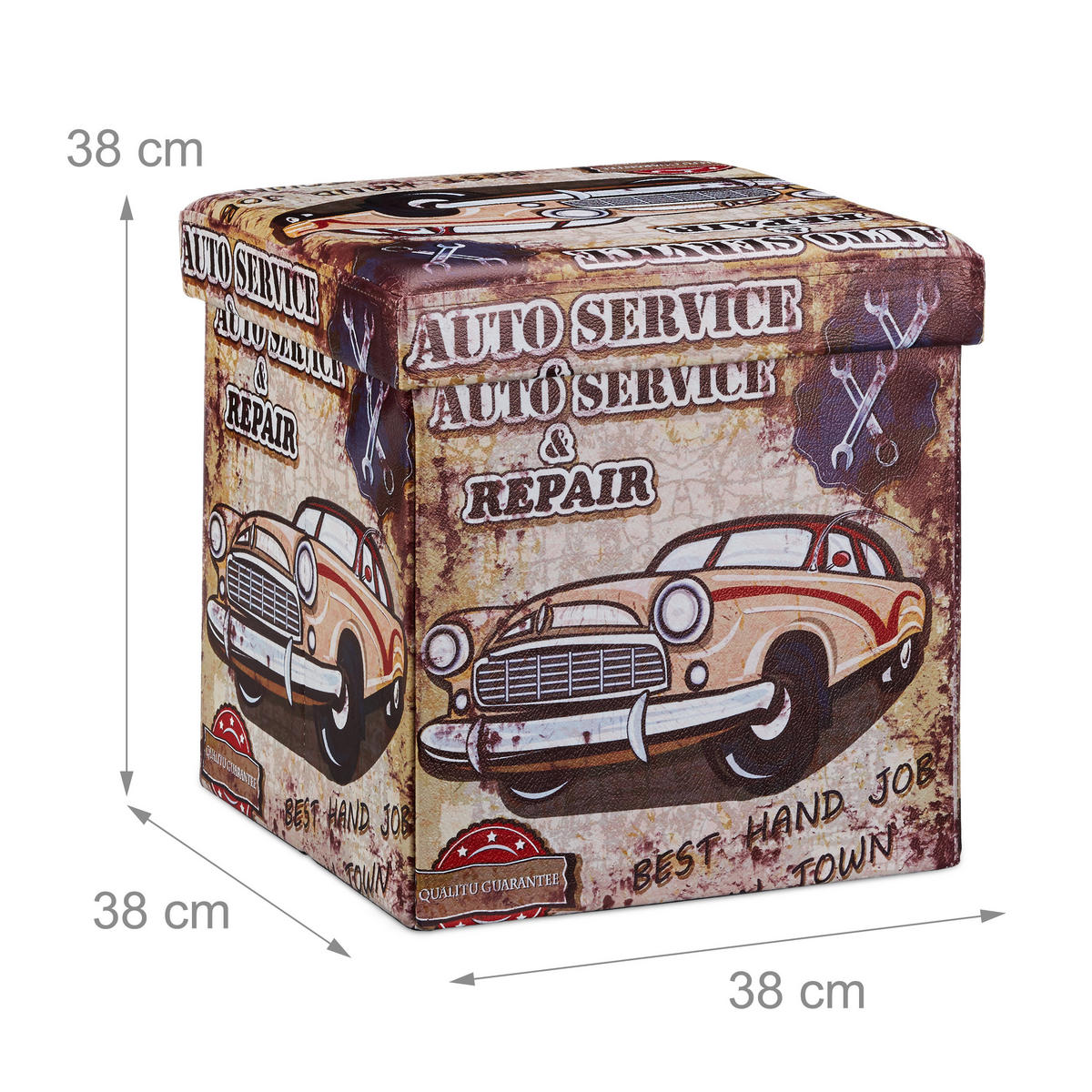 SITZHOCKER - Multicolor, Holzwerkstoff/Kunststoff (38/38/38cm) - Relaxdays