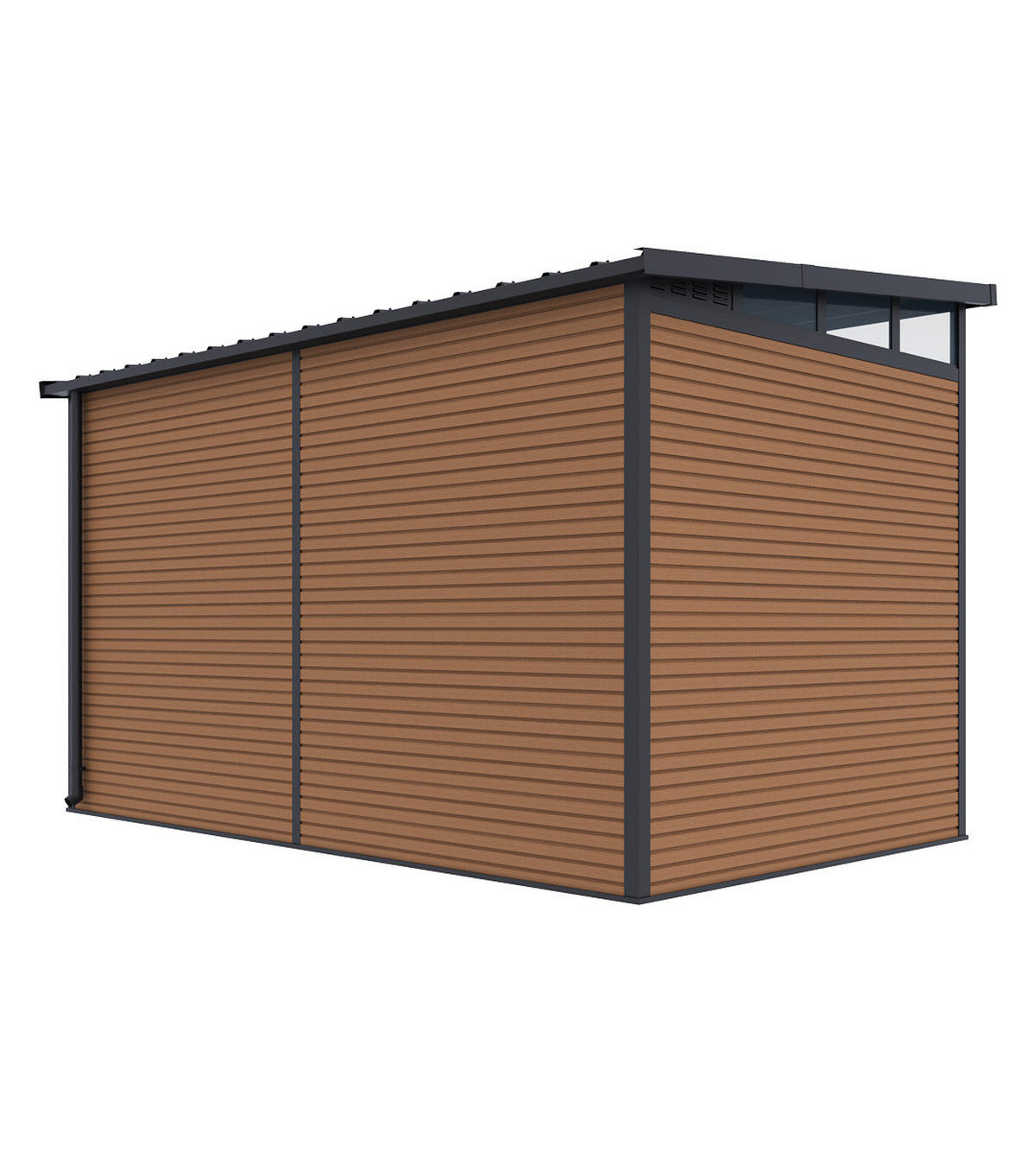 GARTENHAUS Aluminium & WPC 338/218/226 cm Teak - Braun, Metall (338/226/218cm) - WEIDE