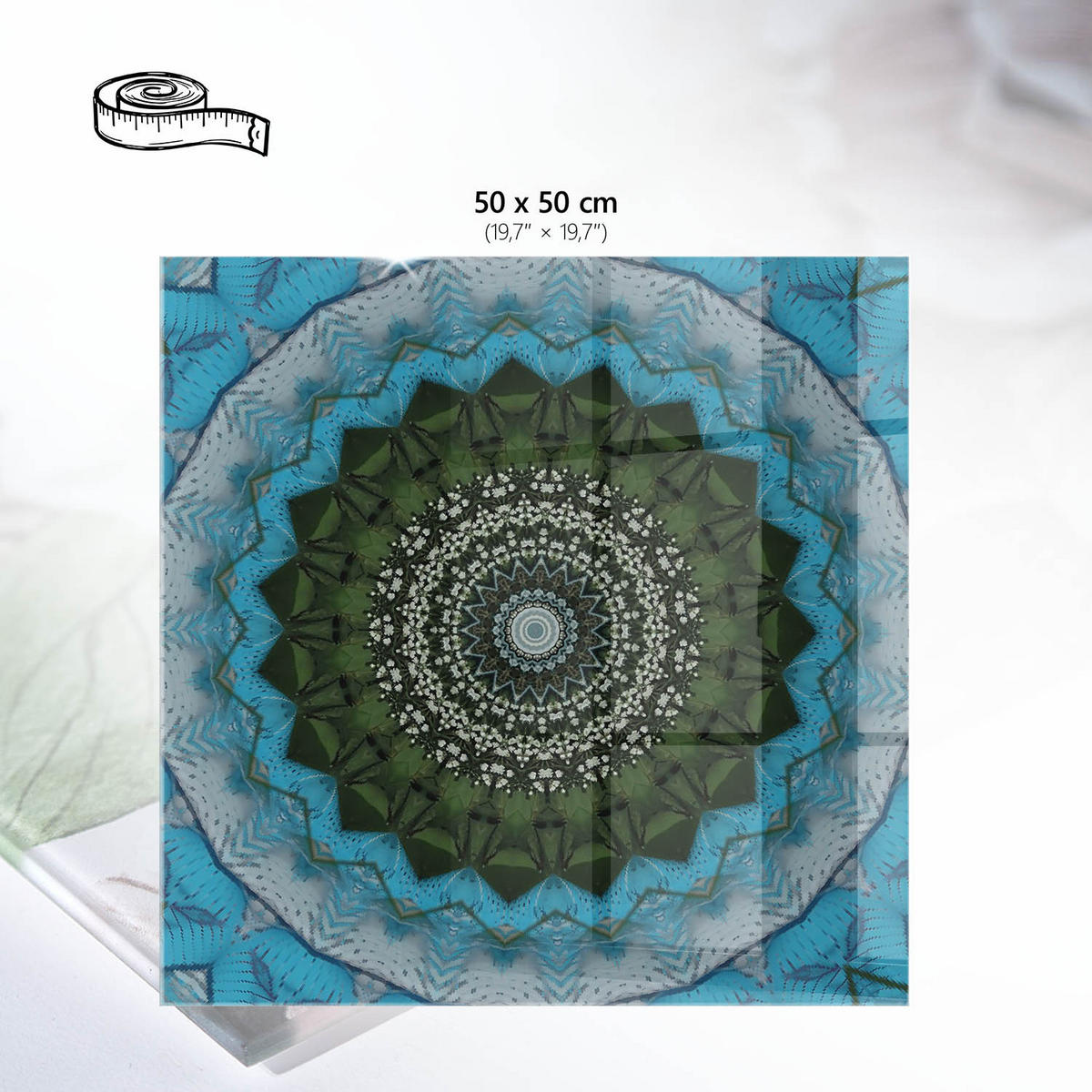 TISCHPLATTE 50x50 cm – Natur-Mandala - Beige, Glas (50/50/0.4cm) - Wallfluent