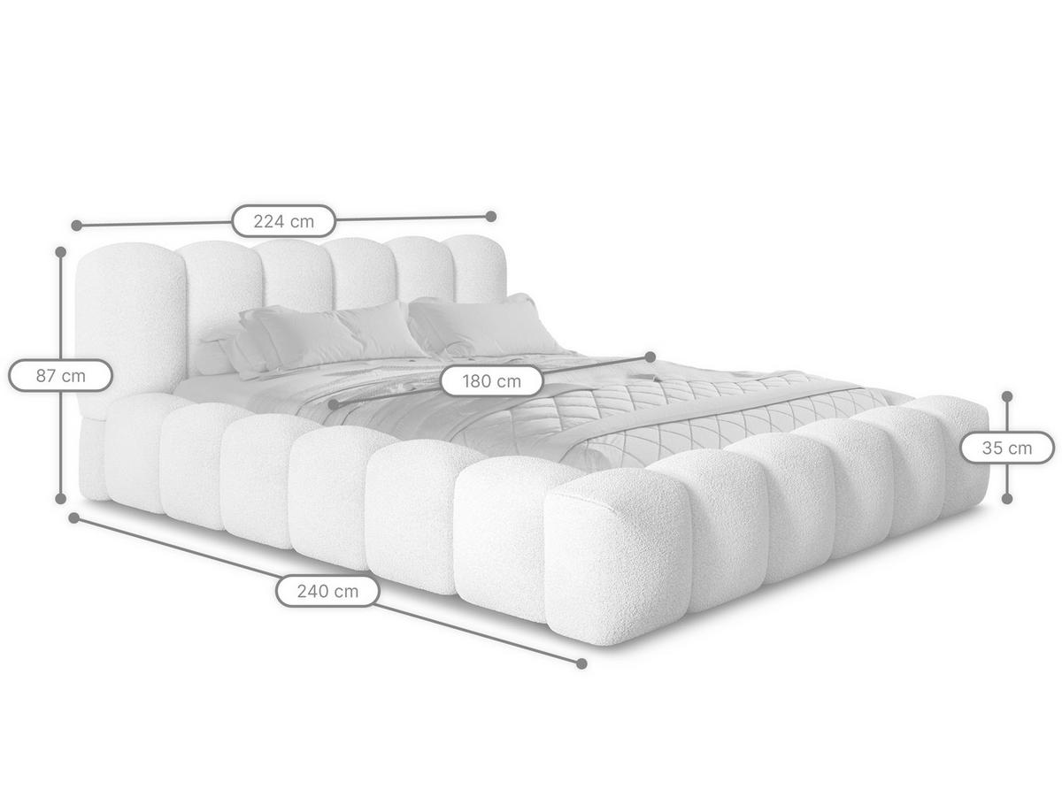 POLSTERBETT Milia 2 Off-White 180/200 cm Boucle mit Bettkasten - Weiß, Textil/Metall (180/200cm) - wonello