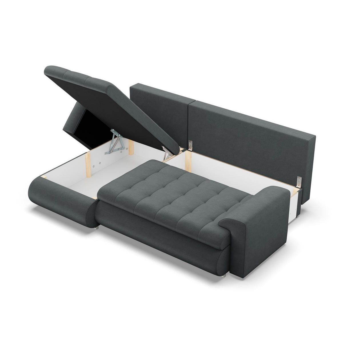 ECKSOFA LINKS MIT SCHLAFFUNKTION FORESTA, Dunkelgrau - Dunkelgrau, Textil (230/159cm) - Mebligo