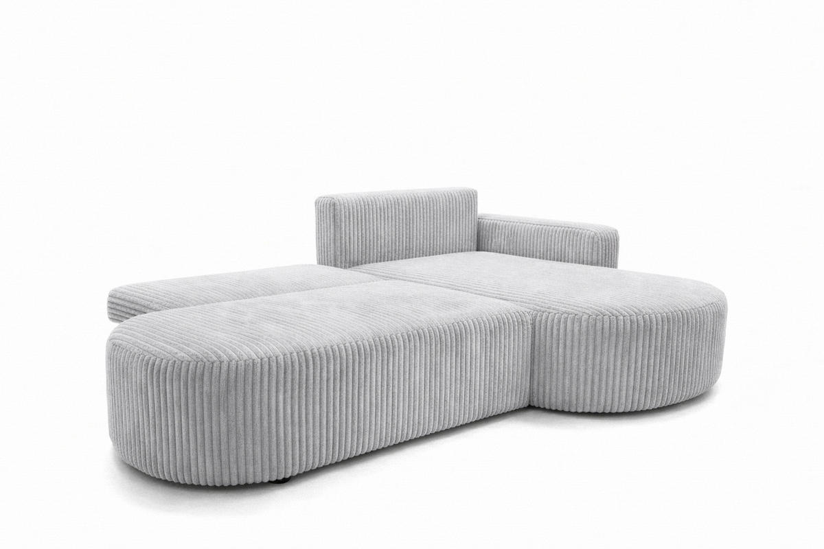 ECKSOFA Mit Schlaffunktion Und Bettkasten, Cordstoff Tilia, Grau, Rechts, ROUND ONE OPEN XL - Grau, Holz (262/175cm) - Kaiser Möbel
