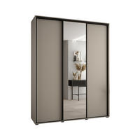 SCHWEBETÜRENSCHRANK 235,2/200/45 3-türig - Kaschmir/Schwarz, Holz/Metall (200/235.2/45cm) - MÖBEL KRYSPOL