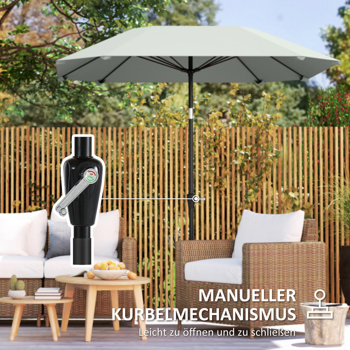 SONNENSCHIRM Ø233 cm - Dunkelgrau, Kunststoff (233/233cm) - Outsunny