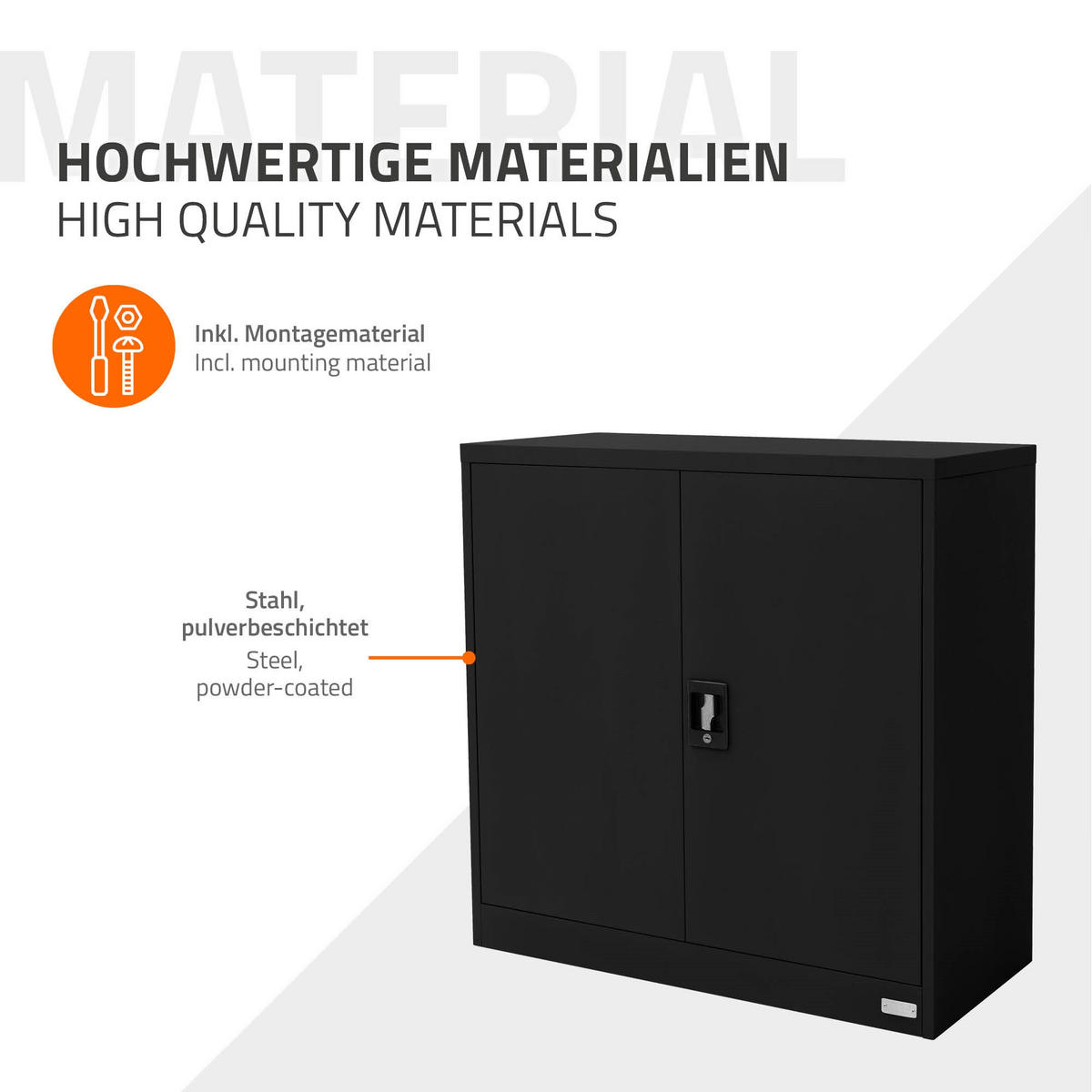 AKTENSCHRANK 90x40x90 cm Schwarz aus Stahl - Schwarz, Metall (40/90/90cm) - ML-DESIGN
