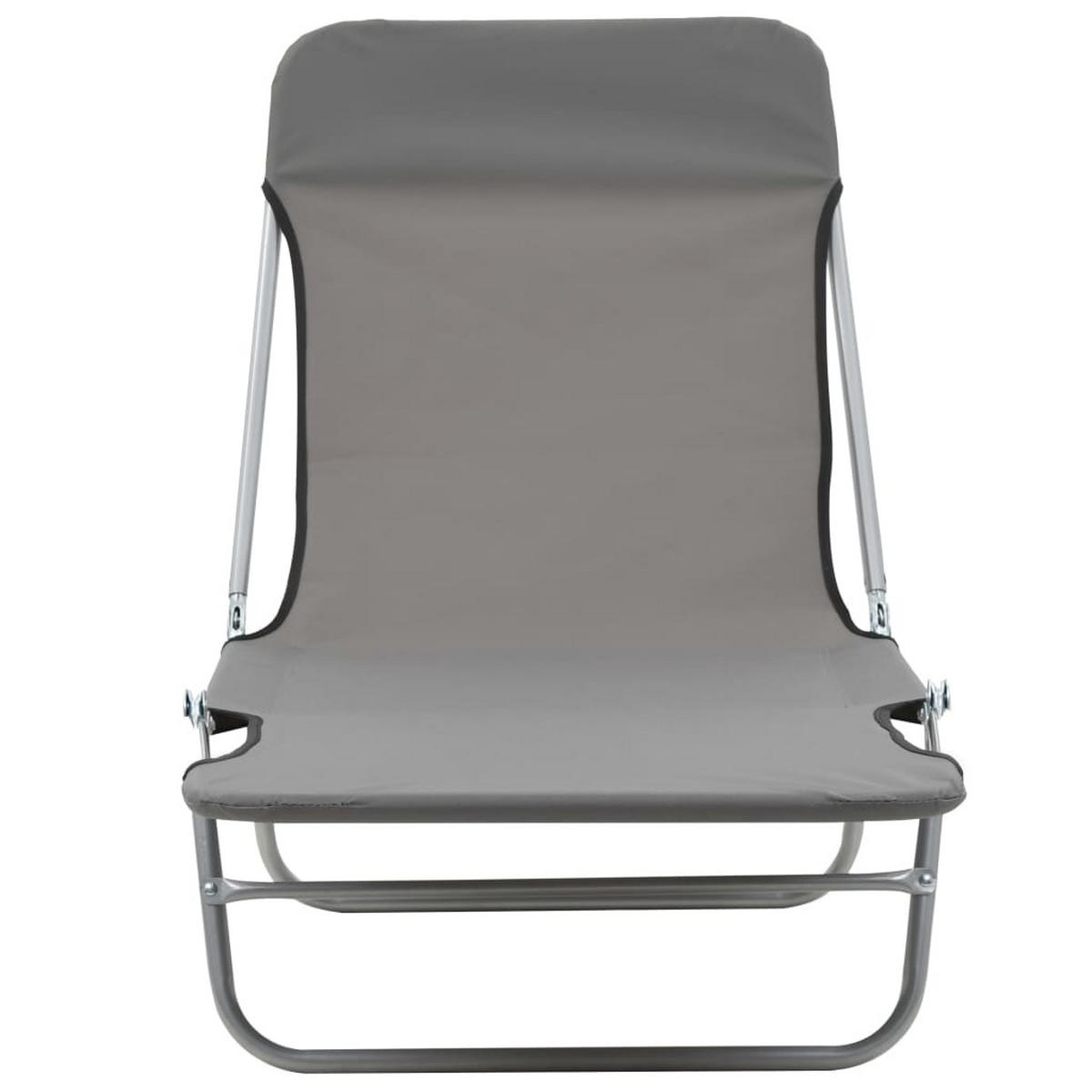 KLAPPLIEGEN 2 Stk. Stahl und Stoff Grau - Grau, Textil (56/24.5/182cm) - furnicato